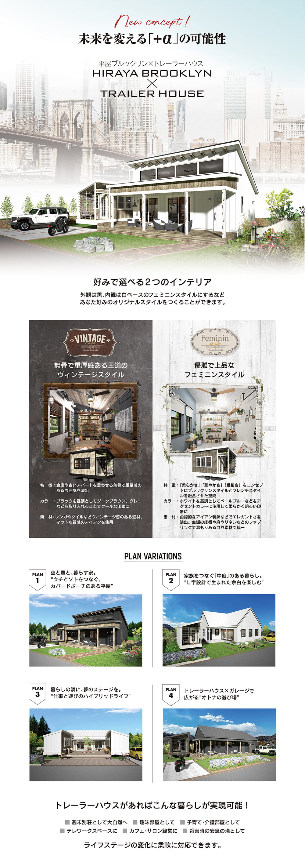 平屋ブルックリン×トレーラーハウス
